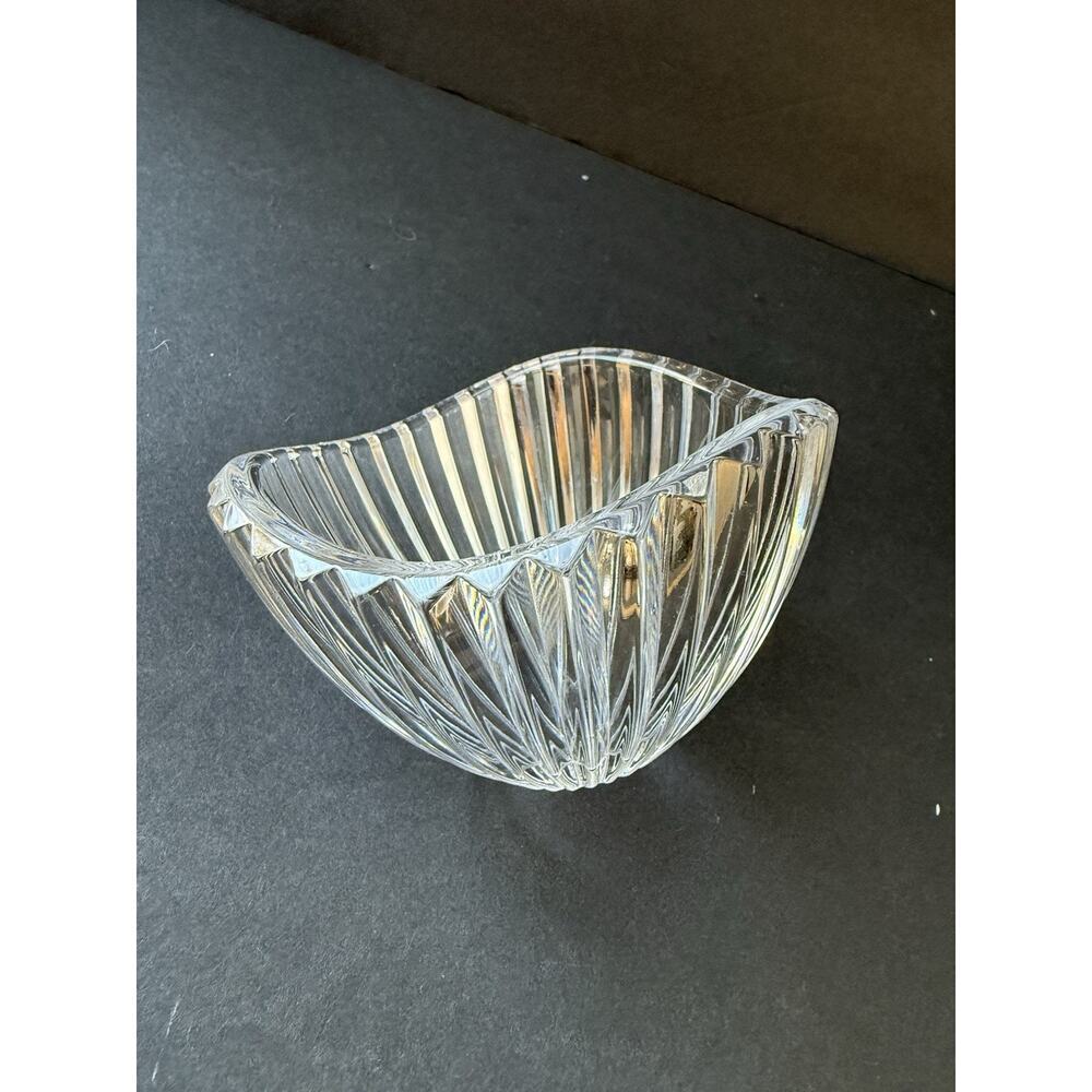 Vintage Marquis Waterford 4” Ribbed Crystal Bowl Wavy Rim Edge Trinket Dish MCM